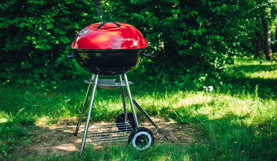 Draußen Grillen in Leverkusen - ein Grill steht auf einer Wiese im Park